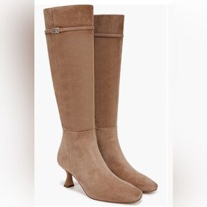 NEW Sam Edelman Lyla Almond Taupe Knee High Boot Wide Calf Size 9.5